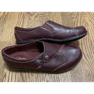 CLARKS BENDABLES Ashland Lane 6306 Redwood Pebbled Leather Slip-On Flats SZ 8 W